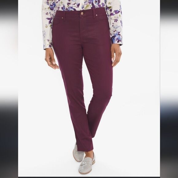 Chico's Burgundy Girlfriend Slim Leg Ankle Pant - Picture 1 of 8
